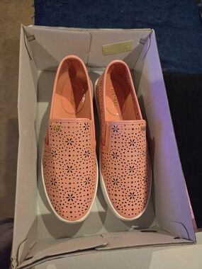 Michael Kors Coral-Pink Perforated Slip-On Sneakers
